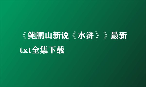 《鲍鹏山新说《水浒》》最新txt全集下载