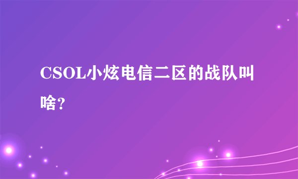 CSOL小炫电信二区的战队叫啥？