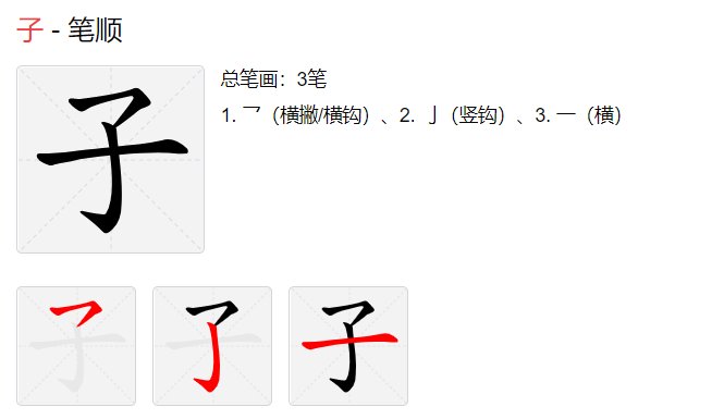 子的笔画顺序正确写法