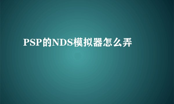 PSP的NDS模拟器怎么弄