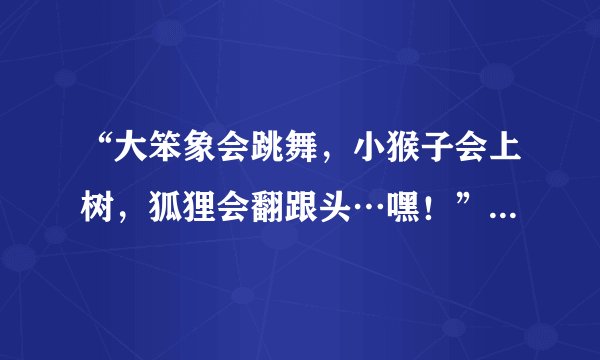“大笨象会跳舞，小猴子会上树，狐狸会翻跟头…嘿！”的歌名是什么？