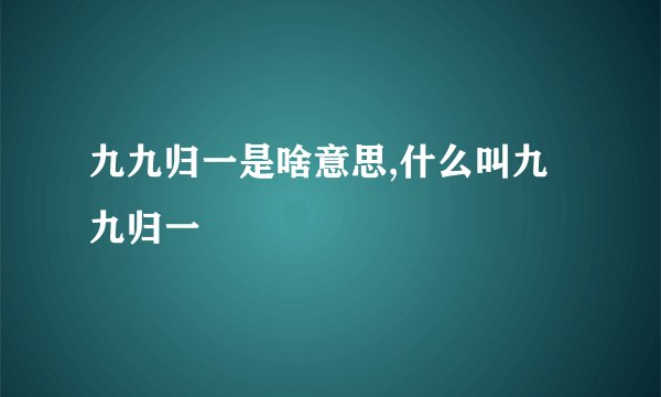 九九归一是啥意思,什么叫九九归一