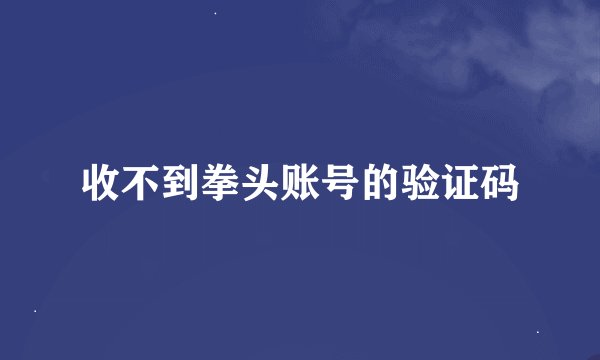 收不到拳头账号的验证码