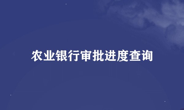 农业银行审批进度查询