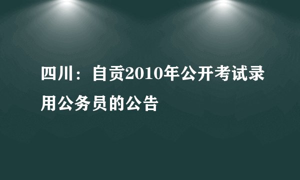 四川：自贡2010年公开考试录用公务员的公告