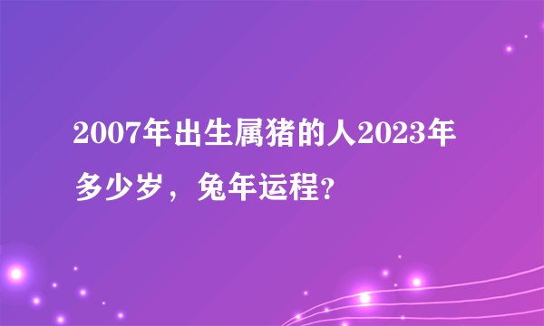 2007年出生属猪的人2023年多少岁，兔年运程？