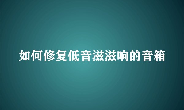 如何修复低音滋滋响的音箱