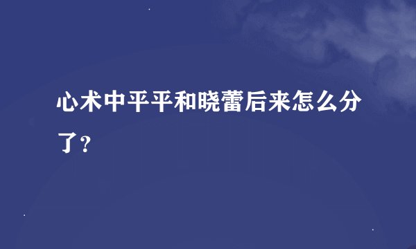 心术中平平和晓蕾后来怎么分了？