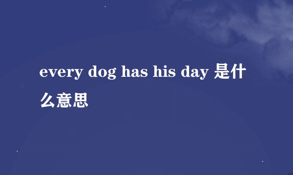 every dog has his day 是什么意思