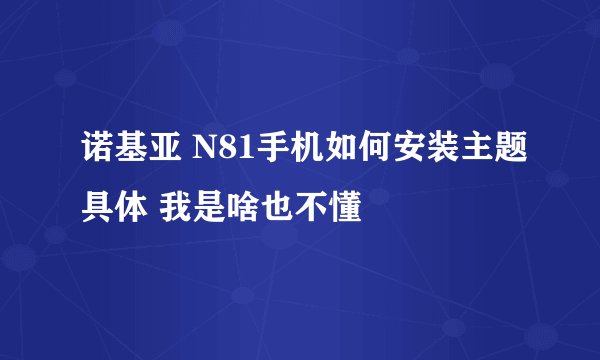 诺基亚 N81手机如何安装主题具体 我是啥也不懂