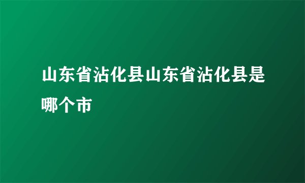 山东省沾化县山东省沾化县是哪个市