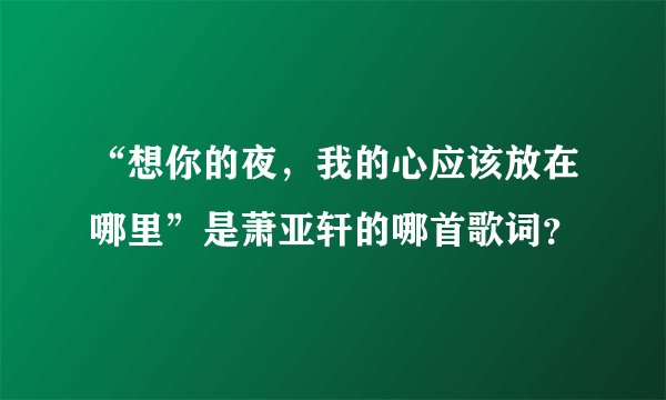 “想你的夜，我的心应该放在哪里”是萧亚轩的哪首歌词？