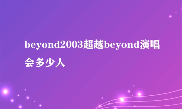 beyond2003超越beyond演唱会多少人