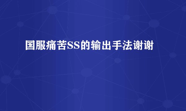 国服痛苦SS的输出手法谢谢