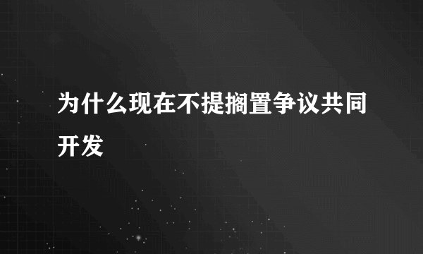 为什么现在不提搁置争议共同开发