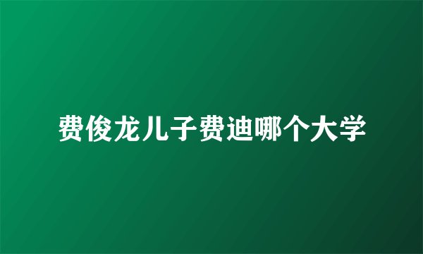 费俊龙儿子费迪哪个大学