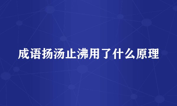 成语扬汤止沸用了什么原理