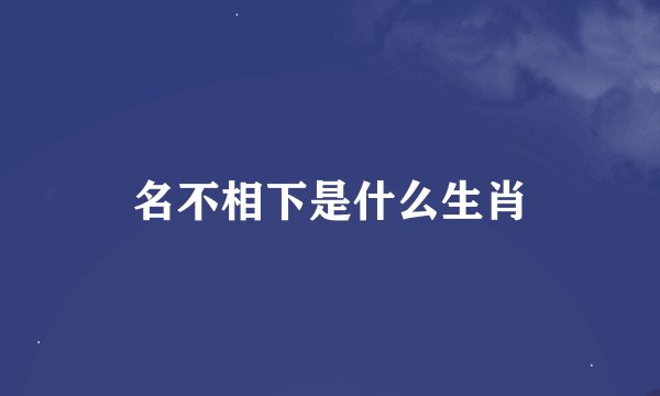 名不相下是什么生肖