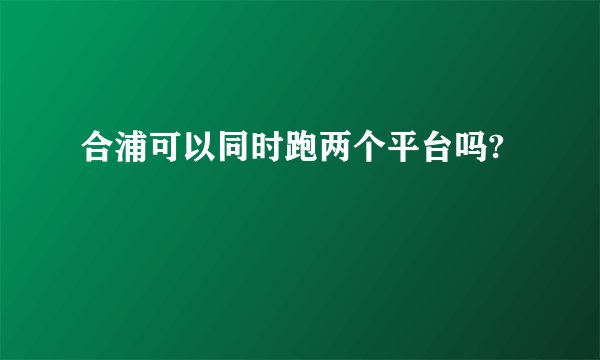 合浦可以同时跑两个平台吗?