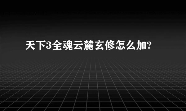 天下3全魂云麓玄修怎么加?