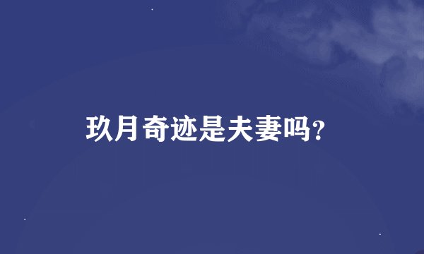玖月奇迹是夫妻吗？