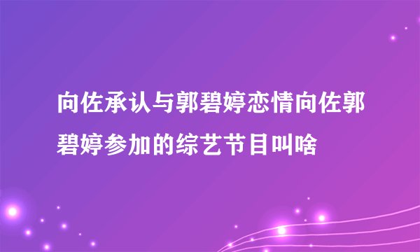 向佐承认与郭碧婷恋情向佐郭碧婷参加的综艺节目叫啥