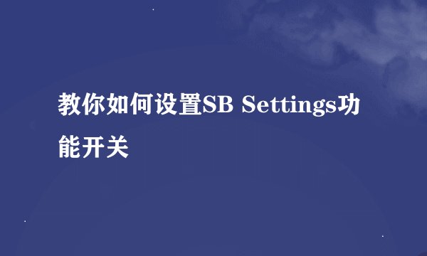 教你如何设置SB Settings功能开关
