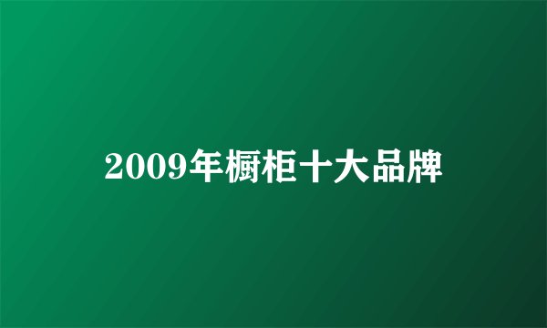 2009年橱柜十大品牌
