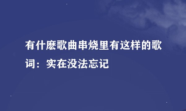 有什麽歌曲串烧里有这样的歌词：实在没法忘记