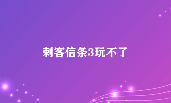 刺客信条3玩不了