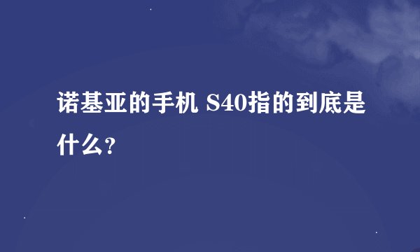 诺基亚的手机 S40指的到底是什么？