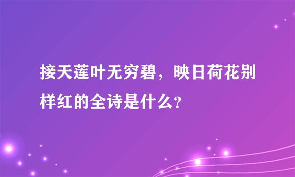 接天莲叶无穷碧，映日荷花别样红的全诗是什么？