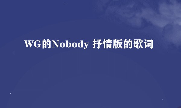 WG的Nobody 抒情版的歌词