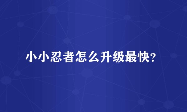 小小忍者怎么升级最快？