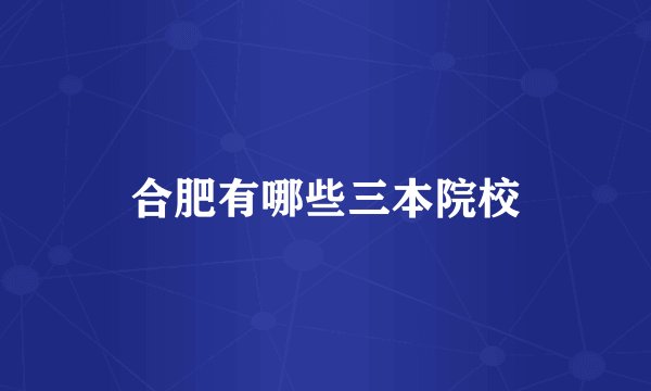合肥有哪些三本院校