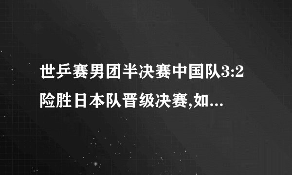 世乒赛男团半决赛中国队3:2险胜日本队晋级决赛,如何评价本场比赛?_百 ...