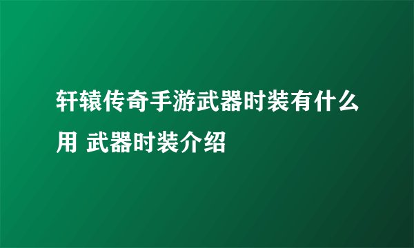 轩辕传奇手游武器时装有什么用 武器时装介绍