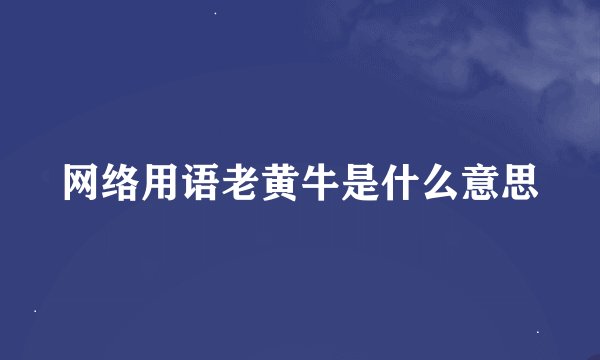 网络用语老黄牛是什么意思