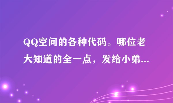 QQ空间的各种代码。哪位老大知道的全一点，发给小弟用一下，谢谢了