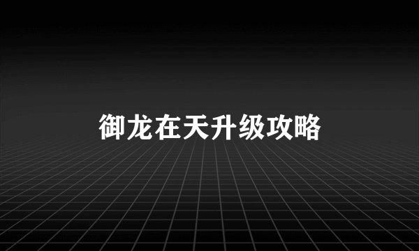御龙在天升级攻略