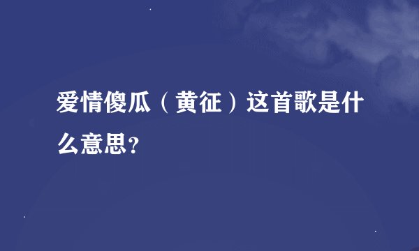 爱情傻瓜（黄征）这首歌是什么意思？