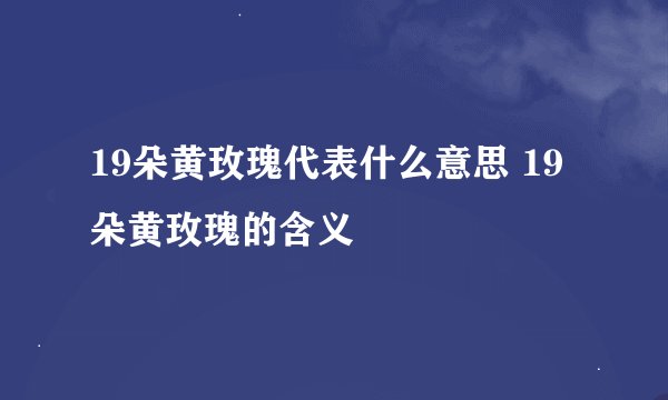 19朵黄玫瑰代表什么意思 19朵黄玫瑰的含义