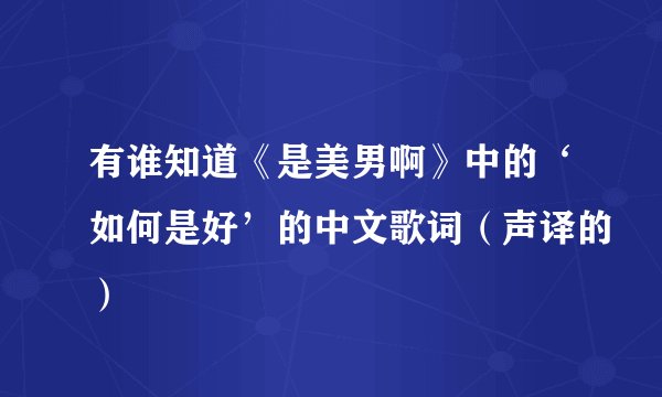 有谁知道《是美男啊》中的‘如何是好’的中文歌词（声译的）