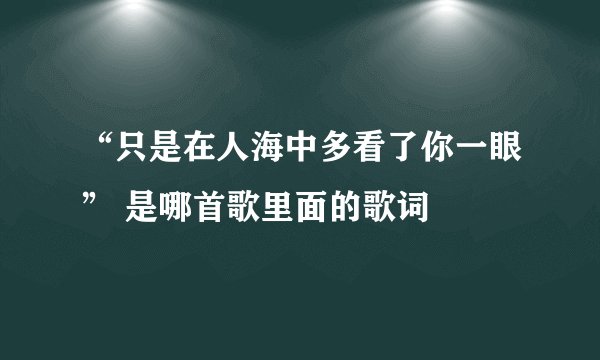 “只是在人海中多看了你一眼” 是哪首歌里面的歌词