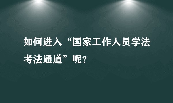 如何进入“国家工作人员学法考法通道”呢？