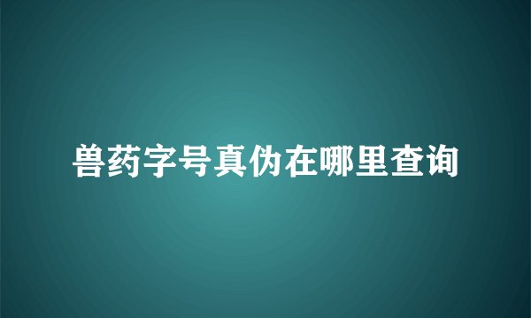 兽药字号真伪在哪里查询