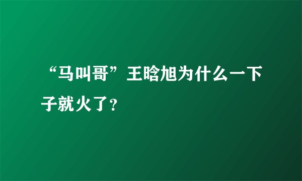 “马叫哥”王晗旭为什么一下子就火了？