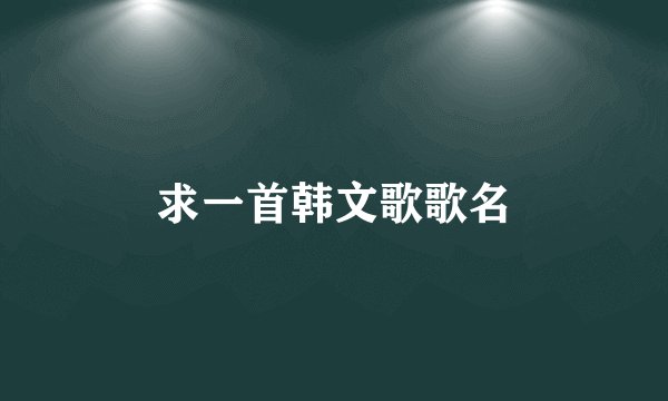 求一首韩文歌歌名