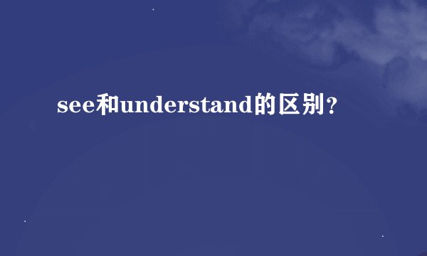 see和understand的区别？
