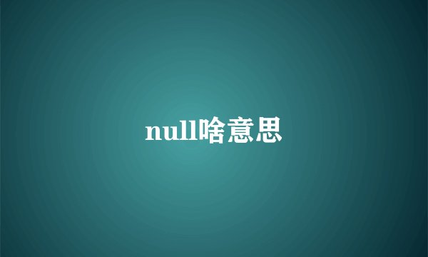 null啥意思